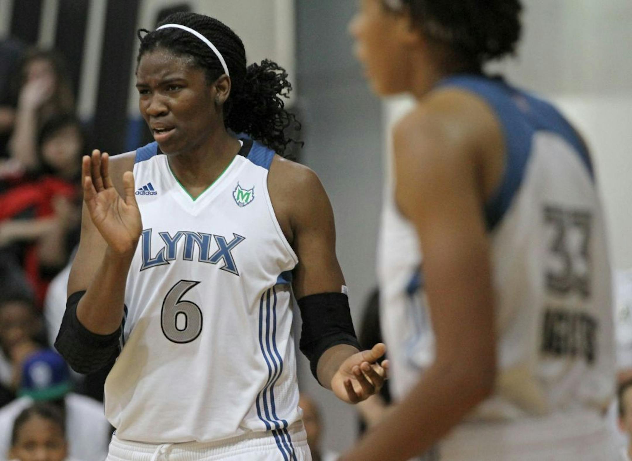 Lynx rookie Amber Harris had 10 points and 10 rebounds in 16 productive minutes in the Lynx's 71-66 preseason victory over Indiana at Concordia (St. Paul) on Tuesday.