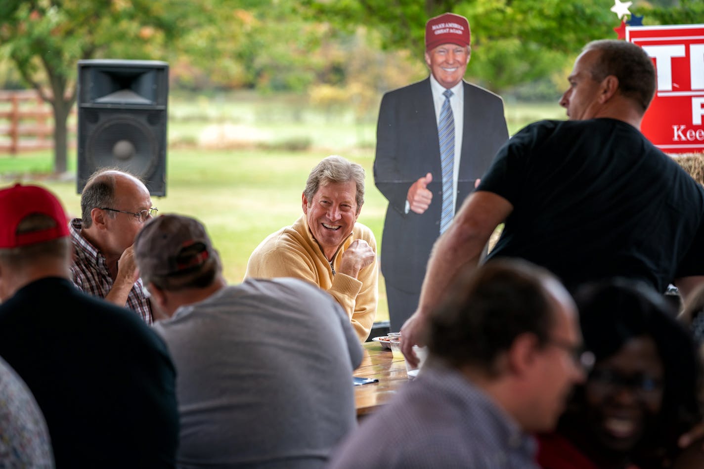 Jason Lewis spoke to the crowd at Reagan Day at the Ranch, a Republican event held annually in Taylors Falls, in Chisago County. ] GLEN STUBBE • glen.stubbe@startribune.com Saturday, September 26, 2020 Jason Lewis spoke to the crowd at " Reagan Day at the Ranch, a Republican event held annually in Taylors Falls, in Chisago County.