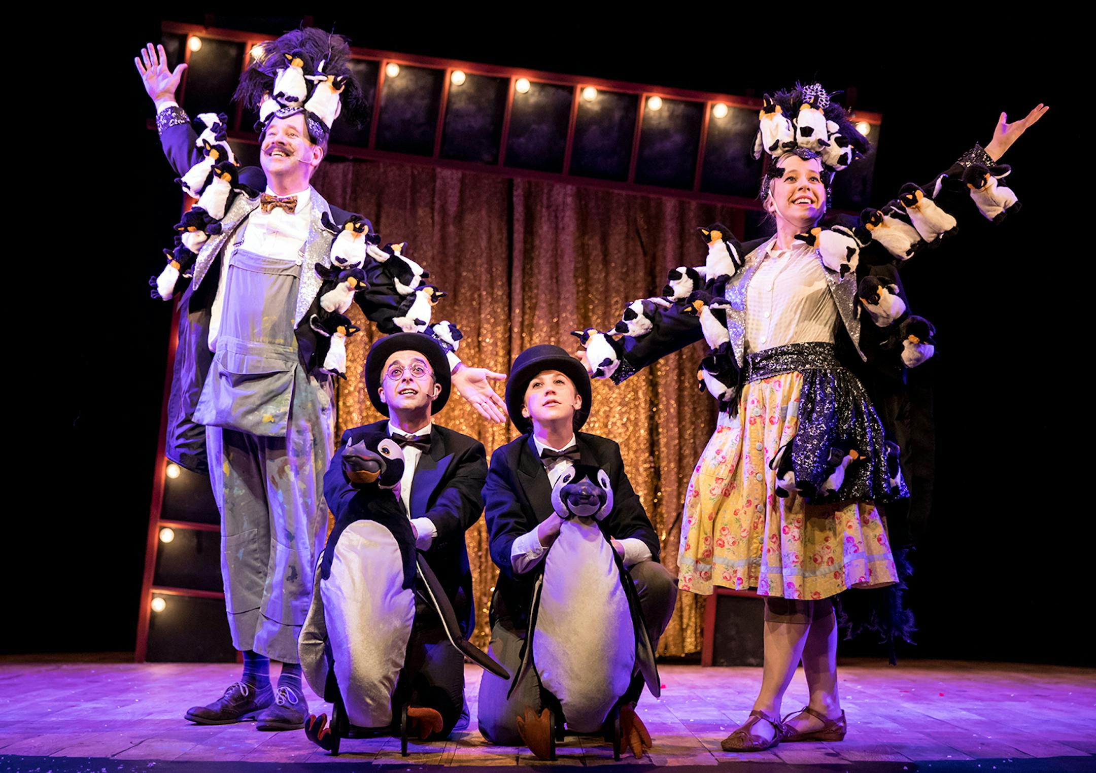 Dan Norman credit Richard Holt, Christopher Finn, Susanna Jennings and Monica Nash in &#x2018;Mr. Popper&#x2019;s Penguins&#x2019; at the Children's Theatre.