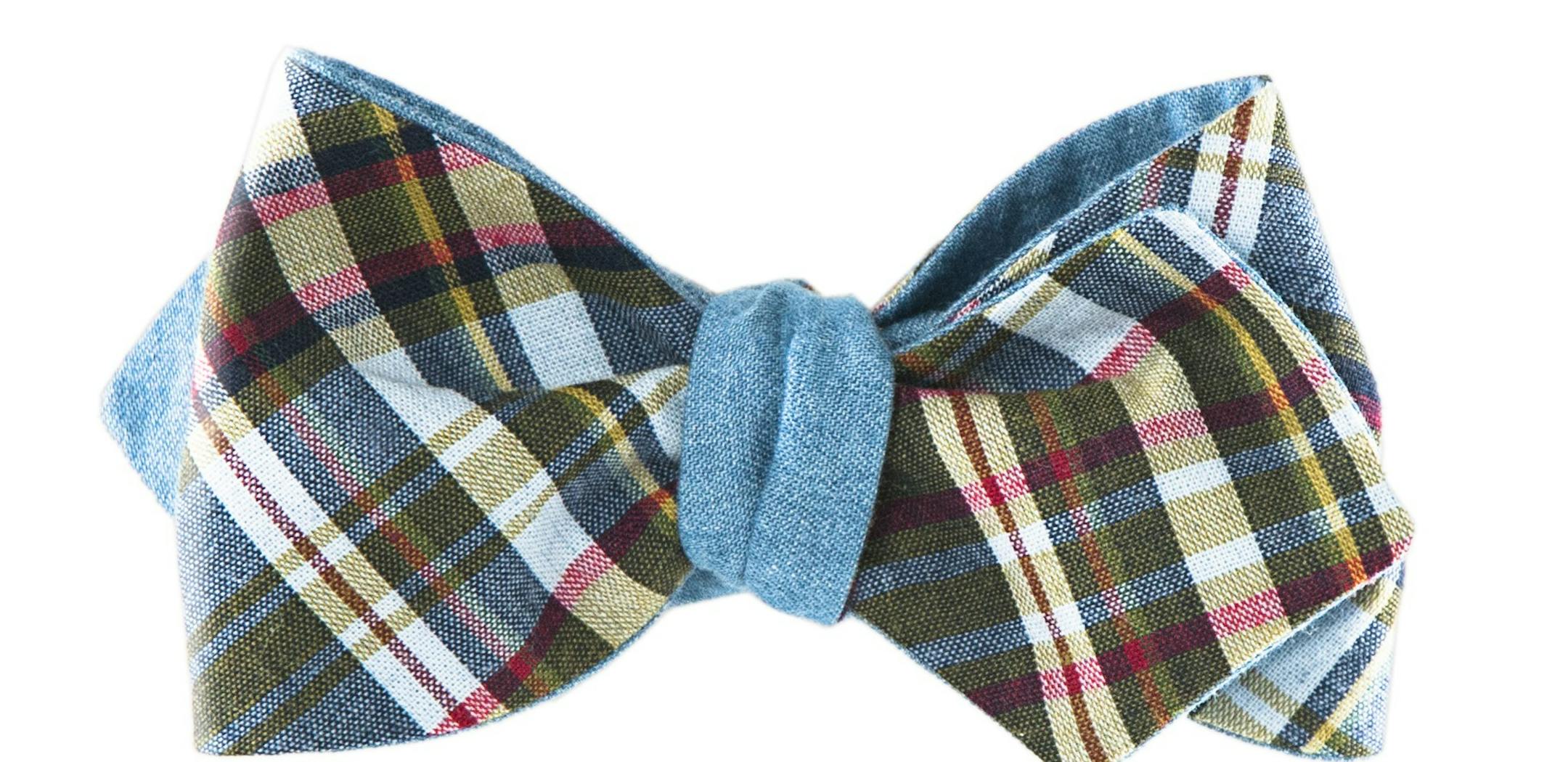 Chambray Madras Reversible, $66, The Bow Tie Shoppe (bowtieshoppe.com)