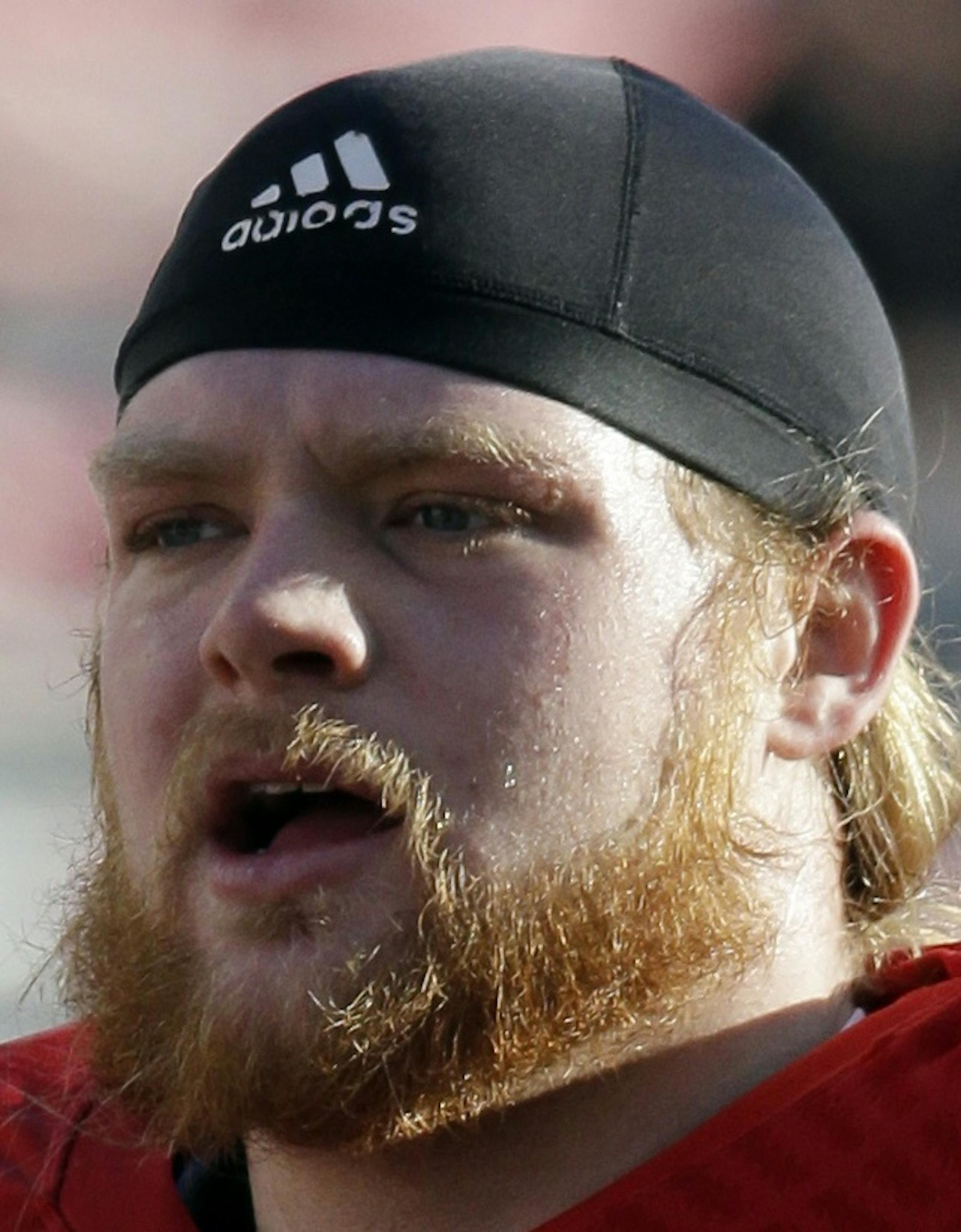 Wisconsin's Beau Allen warms up before an NCAA college football game against Penn State Saturday, Nov. 30, 2013, in Madison, Wis. (AP Photo/Morry Gash) ORG XMIT: NYOTK