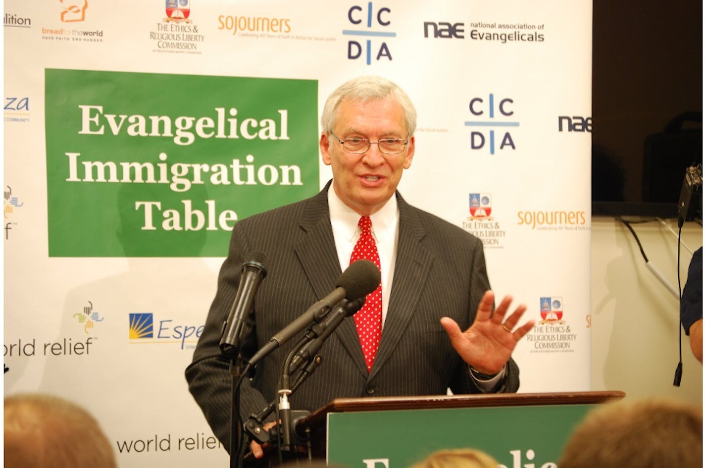 Leith Anderson, president of the National Association of Evangelicals, speaks at an Evangelical Immigration Roundtable event. Anderson, formerly pastor at Wooddale Church in Eden Prairie, is stepping down after 13 years leading the national organization.