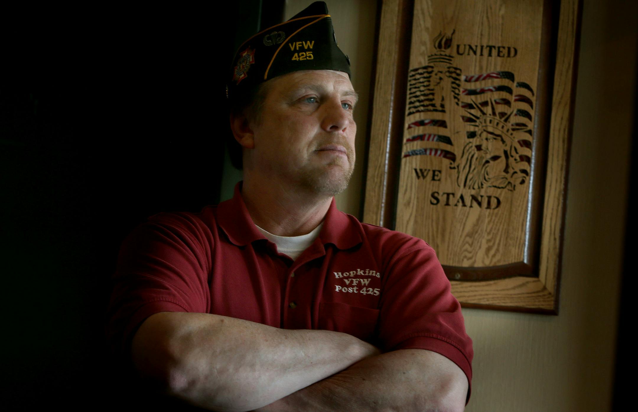 VFW member Tommy Johnson said he objects to a new plan to restrict eligibility for admission to state veterans homes at the Hopkins VFW, Wednesday, March 19, 2014 in Hopkins, MN. The new plan would make it more difficult for spouses of veterans to be admitted. Johnson said that is "un-Minnesotan." ] (ELIZABETH FLORES/STAR TRIBUNE) ELIZABETH FLORES • eflores@startribune.com