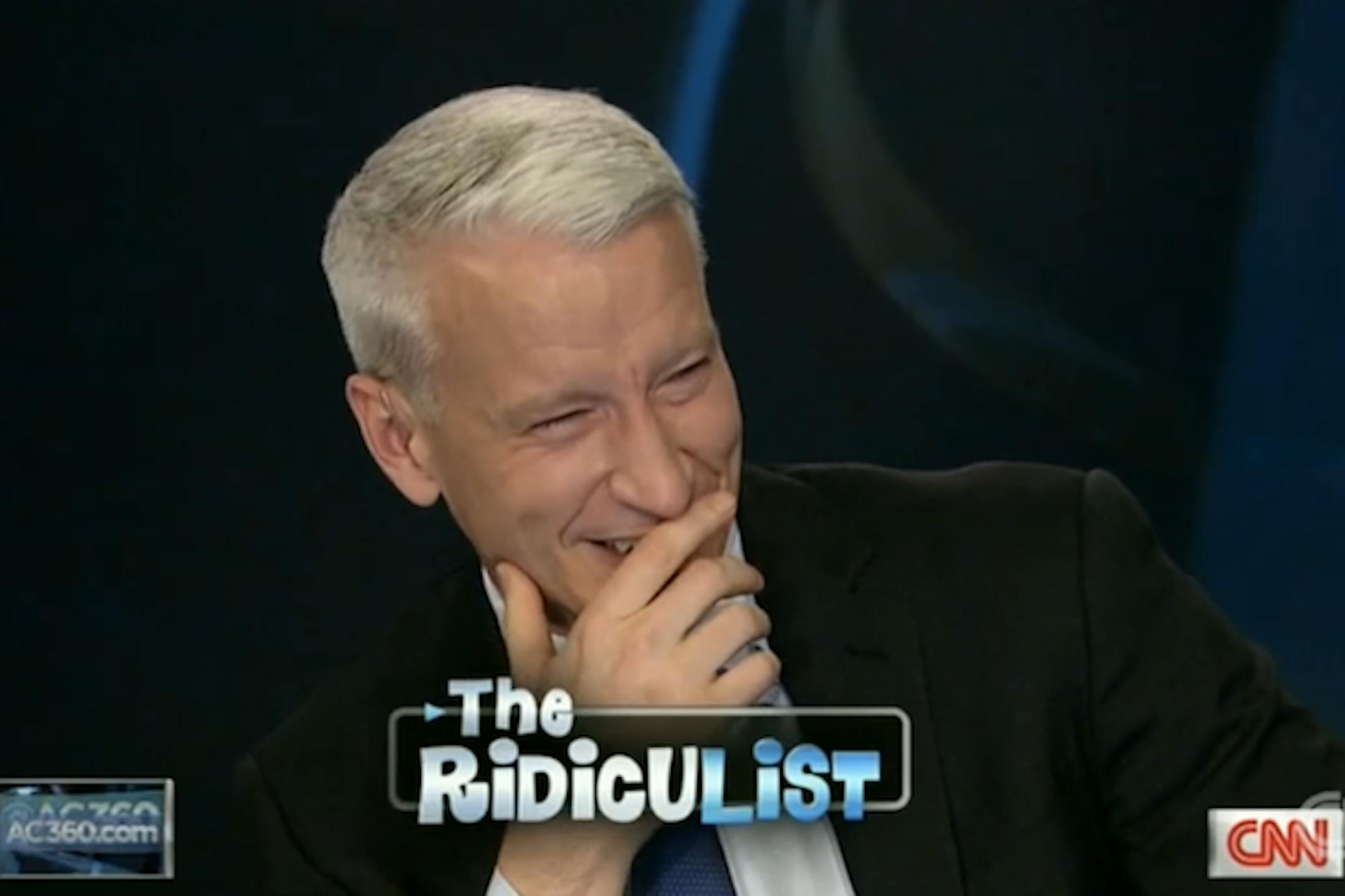 Anderson Cooper loses it in a blooper video released by CNN.