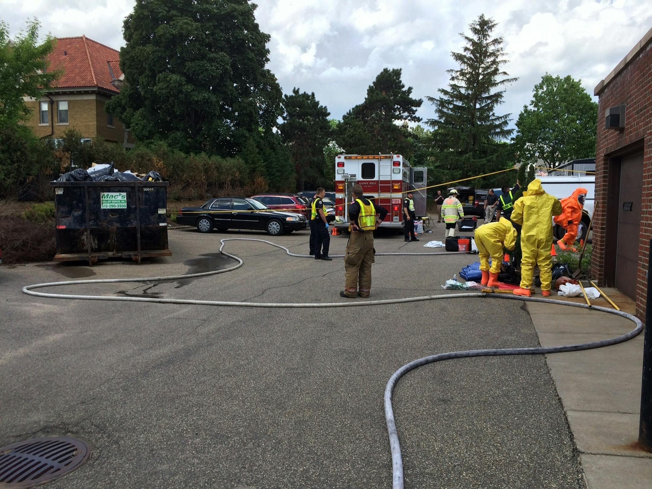 Emergency crews were at the governor's mansion in St. Paul Monday afternoon after a small amount of white powder was found in an envelope.