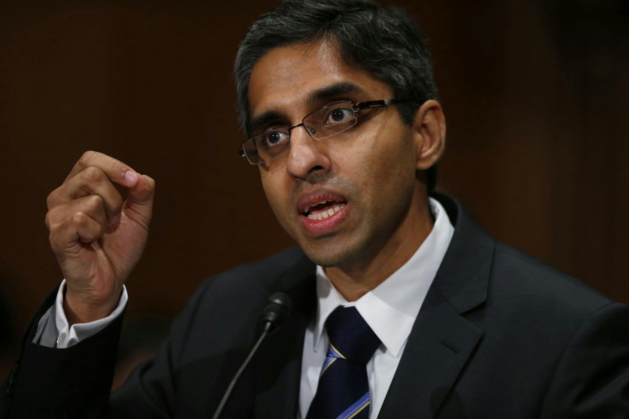 Dr. Vivek Hallegere Murthy, President Barack Obama's nominee to be the next U.S. Surgeon General, testifies on Capitol Hill in Washington, Tuesday, Feb. 4, 2014.