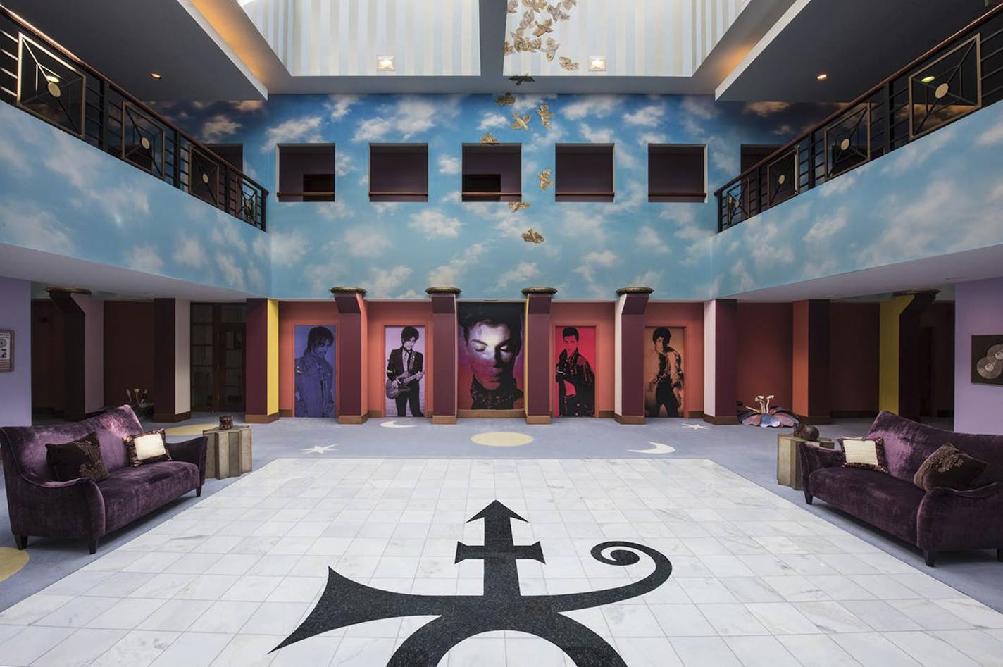 Prince's ashes, not seen here, were on display in the atrium at Paisley Park when it opened as a museum in October 2016.