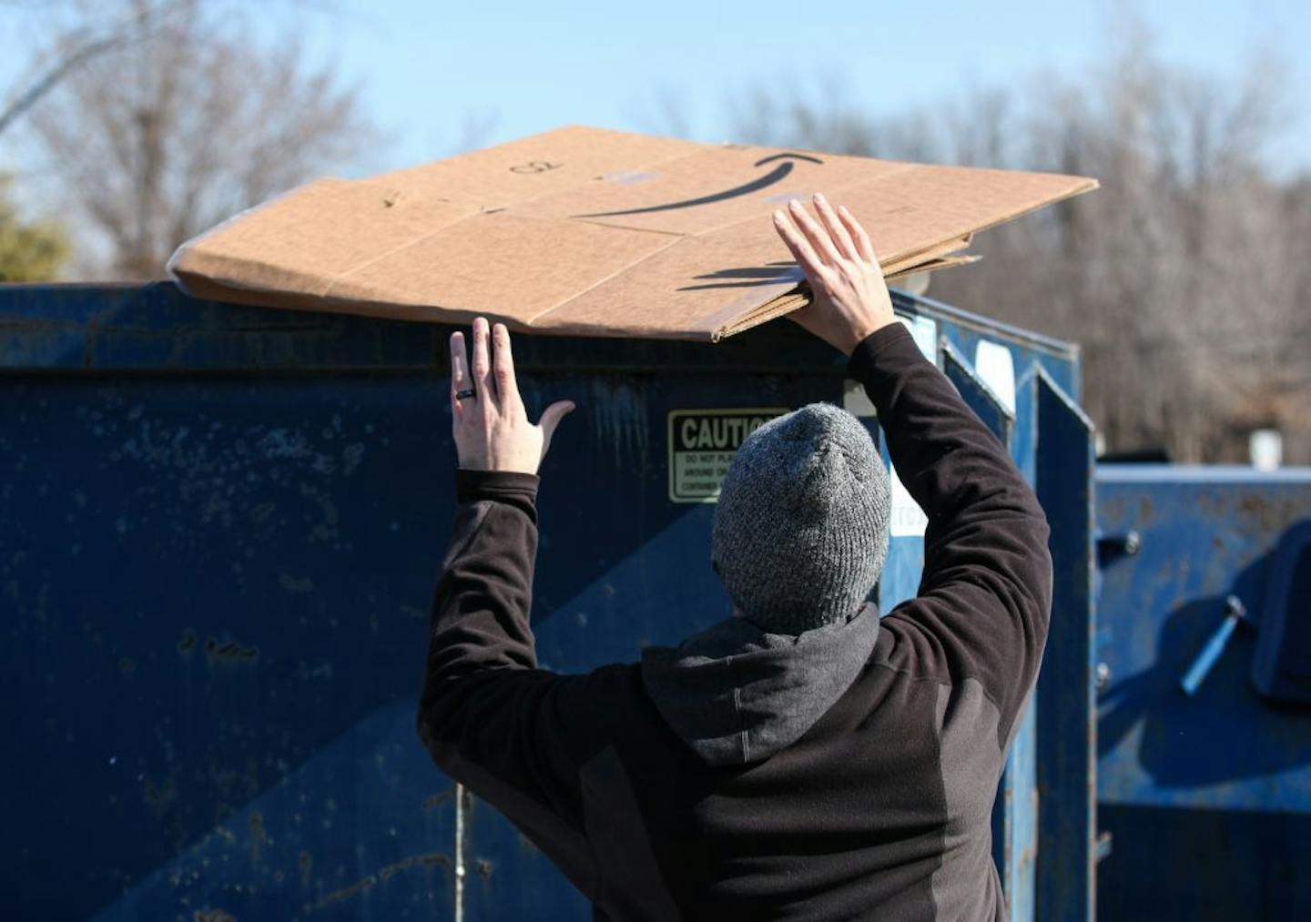 Maple Grove resident Eric Webster, 33, came to city's recycling drop-off center on March 4 to recycle boxes from Amazon.