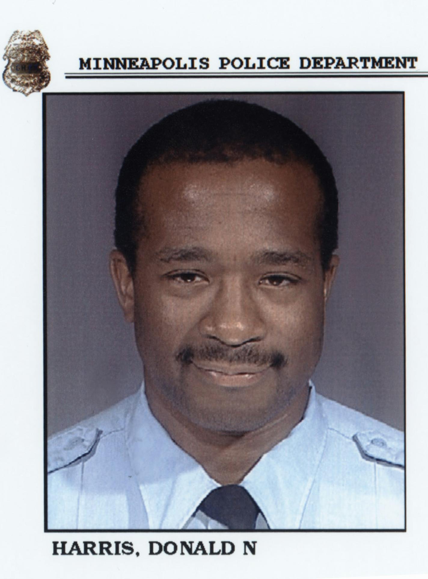 Minneapolis Police Lt. Donald N. Harris to become police precinct inspector. See article Sat Oct 19, 2002, page B3. Handout photo courtesy of the Minneapolis Police Department.