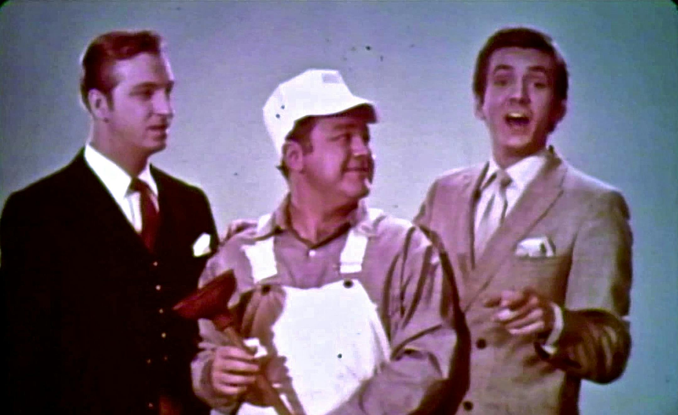 Still from "The Bathrooms Are Coming," the 1969 American-Standard musical for plumbing fixture distributors. From Steve Young's gala revue of Corporate Musicals.