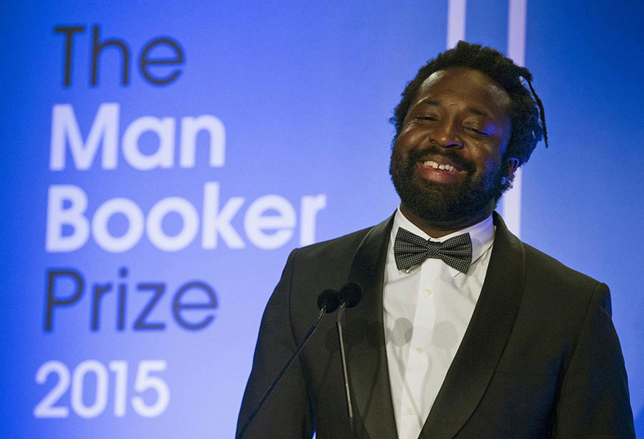 Marlon James, author of "A Brief History of Severn Killings", speaks after being named as the winner of the Man Booker Prize for Fiction 2015, in London, Tuesday Oct. 13, 2015. Marlon James became the first Jamaican winner of the prestigious Booker Prize for fiction Tuesday with a vivid, violent, exuberant and expletive-laden novel based on the attempted assassination of Bob Marley.