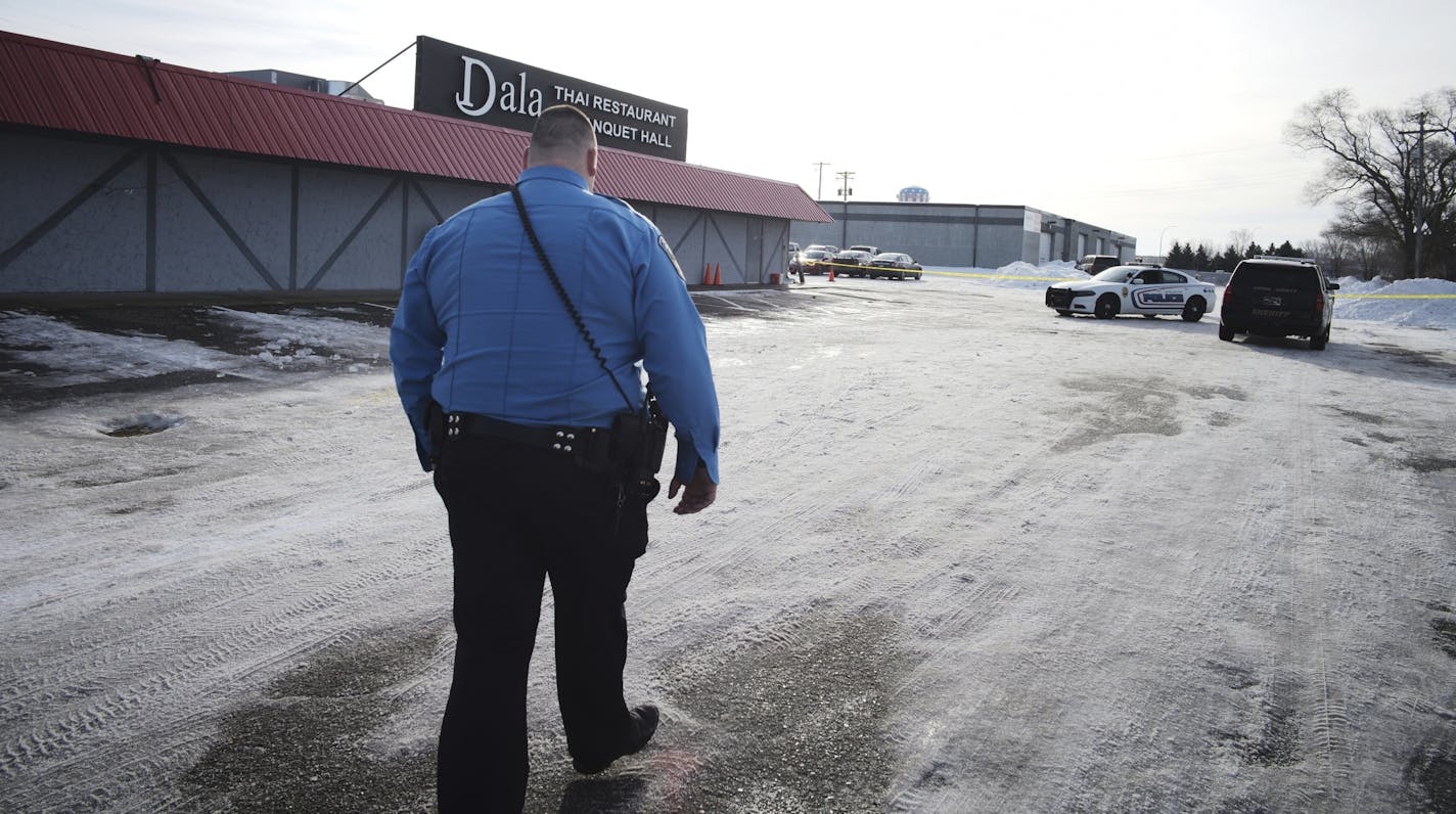 Spring Lake police officers investigated the scene of a shooting at the Dala Thai Restaurant and Banguet Hall in Spring Lake Park on Sunday, Dec. 23, 2019.