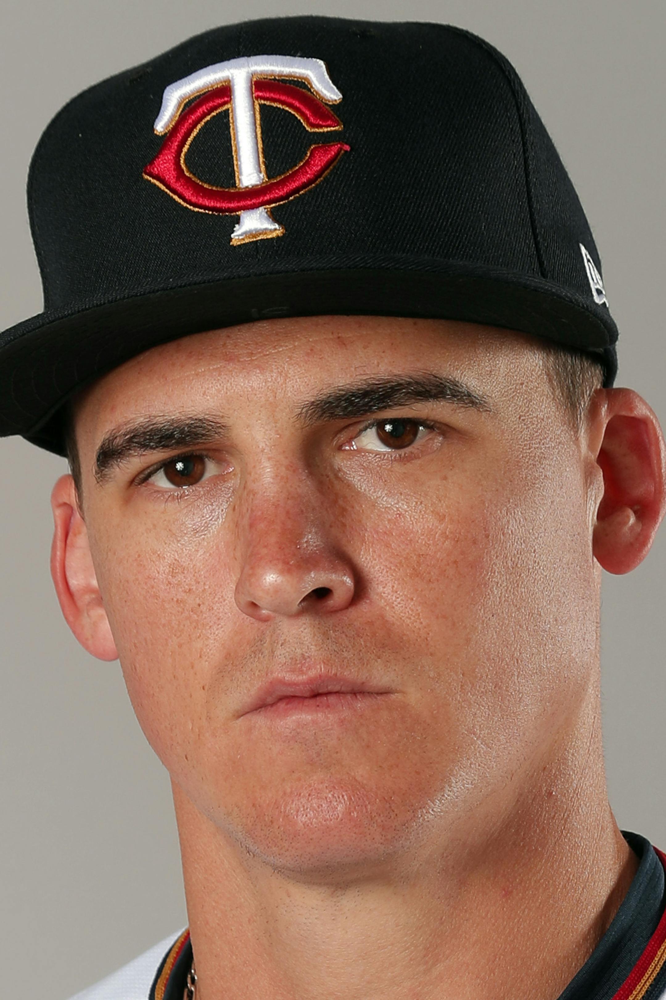 This is a 2019 photo of Tyler Austin of the Minnesota Twins. This image reflects the 2019 active roster as of Feb. 22, 2019, when this image was taken. (AP Photo/Gerald Herbert) ORG XMIT: standard transref