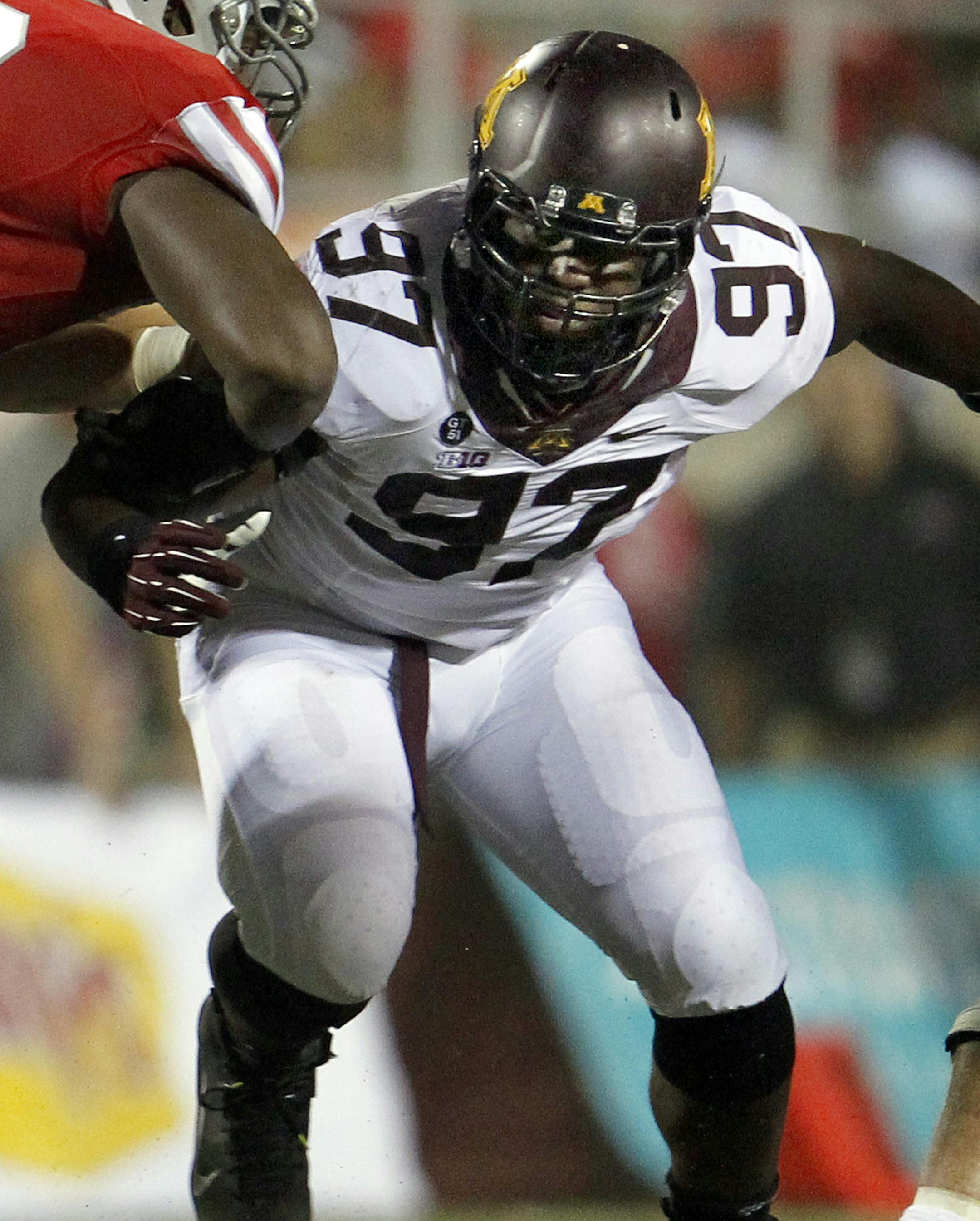Minnesota defensive lineman Scott Ekpe, 97. ] CARLOS GONZALEZ cgonzalez@startribune.com - August 30, 2012, Las Vegas, Henderson, Nevada, NCAA Football, Sam Boyd Stadium, University of Minnesota Gophers vs. UNLV Rebels ORG XMIT: MIN1209041757030430
