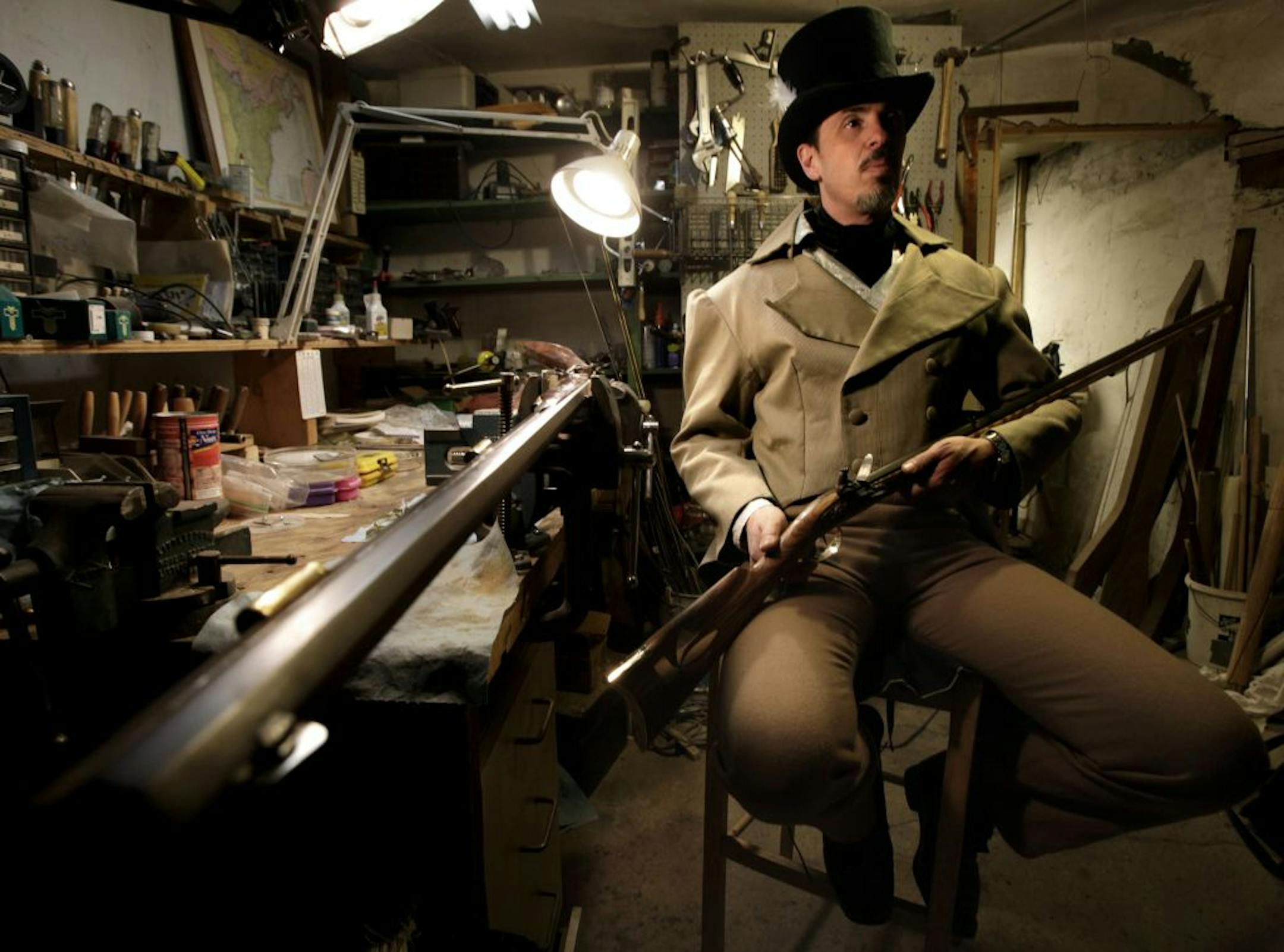 Bill Young in his workshop is president of the Twin Cities Muzzleloading Club, and an avid muzzleloader.
