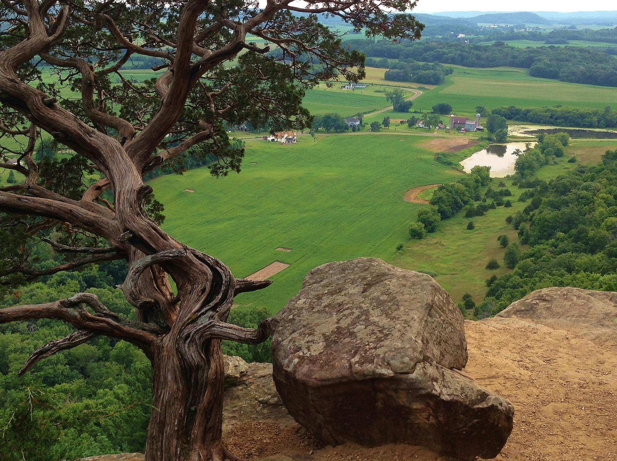 Gibraltar Rock State Natural Area near Lodi, Wis., features 200-foot sandstone bluffs that provide sweeping views.