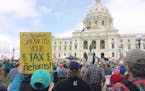 A couple of hundred people gathered at the State Capitol for Saturday's Tax Rally Minnesota.