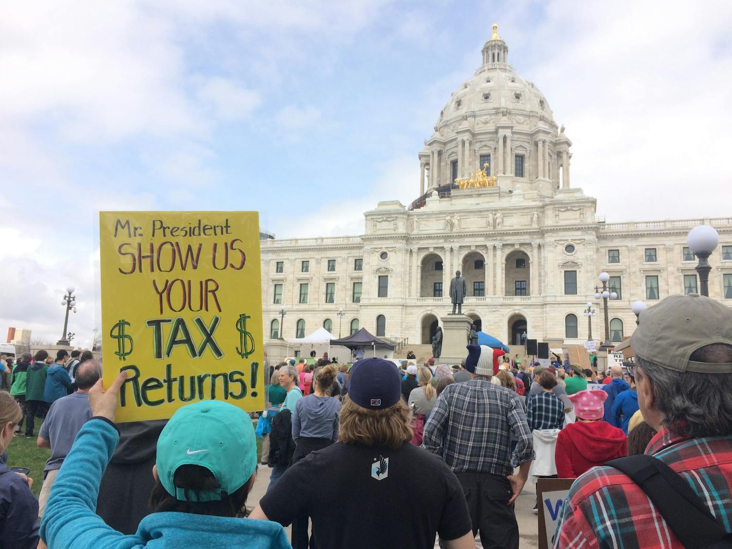 A couple of hundred people gathered at the State Capitol for Saturday's Tax Rally Minnesota.