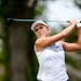 Lexi Thompson tees off for the second hole during the final round of the LPGA Classic golf tournament, Sunday, June 9, 2019, in Galloway, NJ. (AP Phot