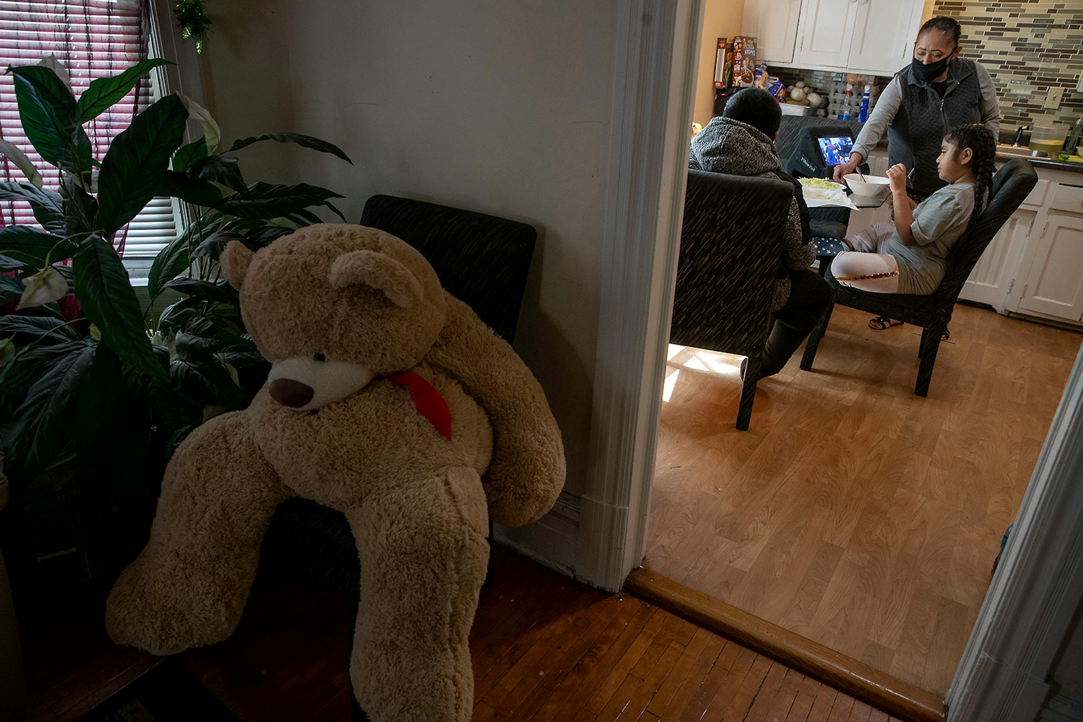 Clementina, who recovered from Covid-19, took care of her children Josue, 11, and Gloria, 8, and kept up the housework while her husband recovers from both Covid-19 and complications from a stroke (hemorrhage), Monday, May 11, 2020 in Minneapolis, MN.