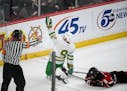 Edina forward Peter Colby celebrated his go-ahead goal against Eden Prairie in the third period of the Class 2A boys' hockey tournament title game Sat