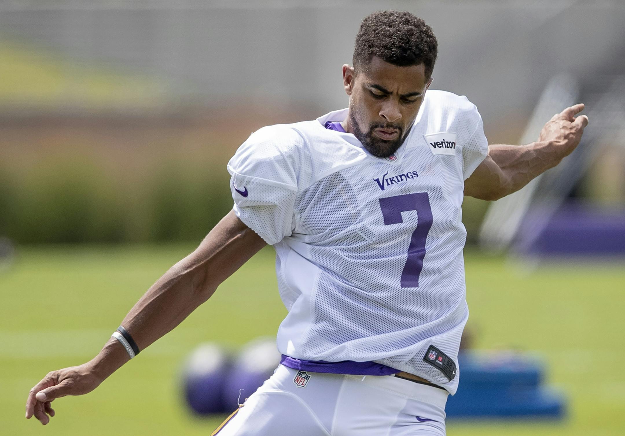 Minnesota Vikings punter/kicker Kaare Vedvik (7). ] CARLOS GONZALEZ &#x2022; cgonzalez@startribune.com &#x2013; Eagan, MN &#x2013; August 15, 2019, TCO Performance Center, NFL, Minnesota Vikings Training Camp,