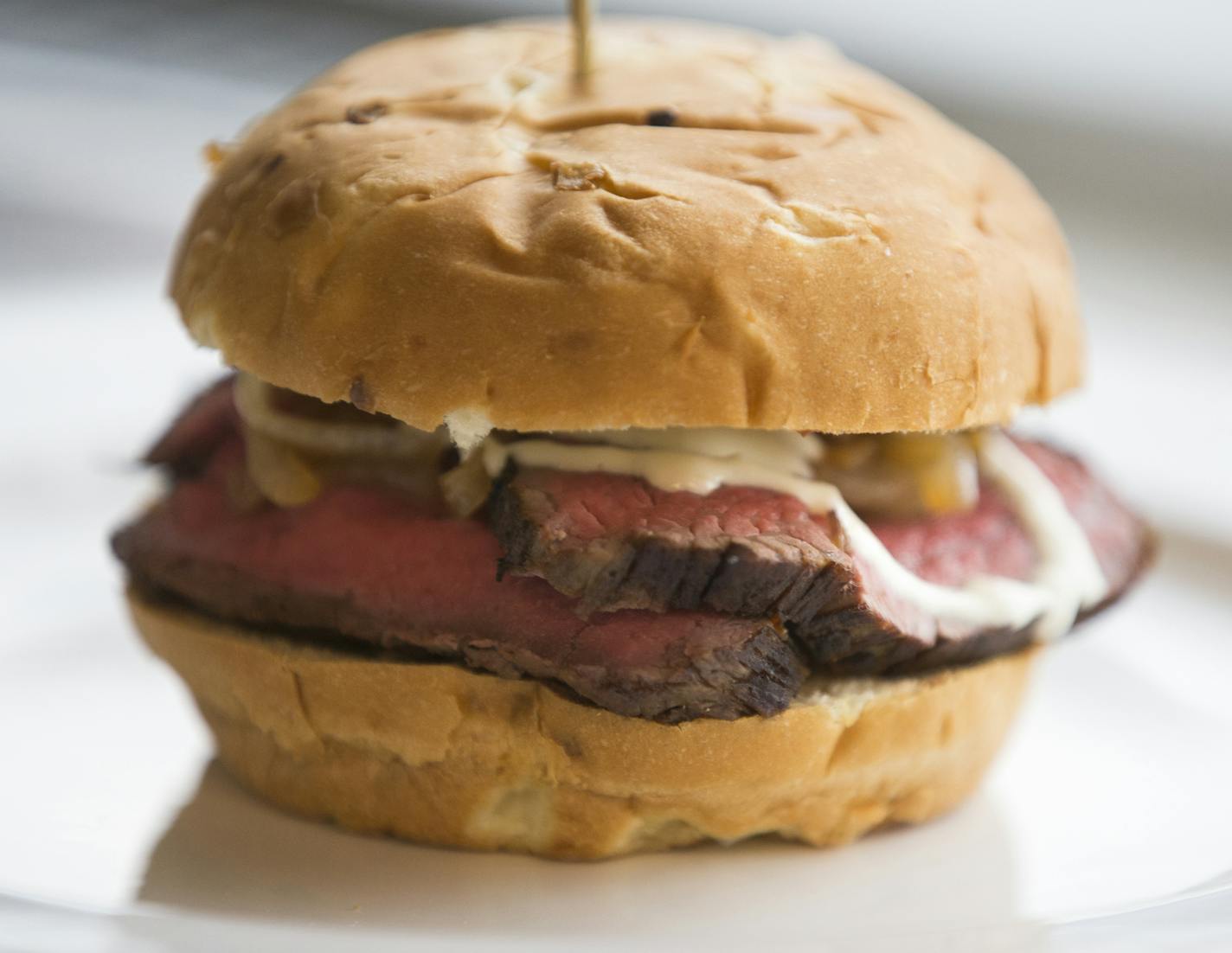 The sliced tenderloin sandwich from Ike's Food & Cocktails, one of the menu items that will be offered at U.S. Bank Stadium. ] (Leila Navidi/Star Tribune) leila.navidi@startribune.com BACKGROUND INFORMATION: Officials with the Minnesota Vikings, the Minnesota Sports Facilities Authority and Aramark announce some of the local culinary partners that will be featured at U.S. Bank Stadium during a press conference on Tuesday, May 24, 2016.