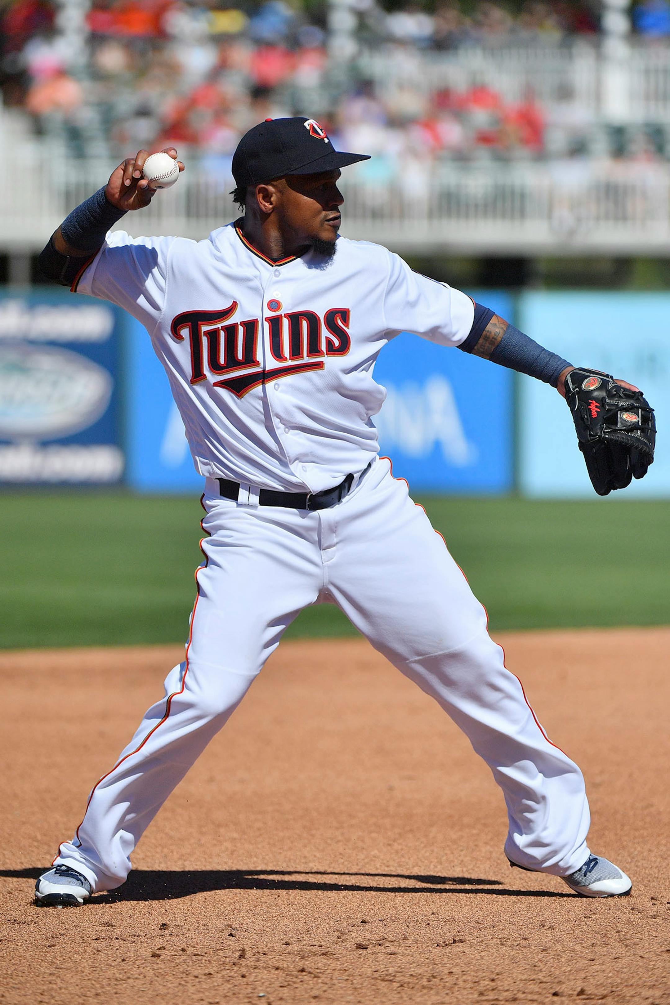 Twins infielder Erick Aybar (0) in the fifth inning.