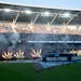 Pyrotechnics lit up the field during the opening ceremony of the MLS All-Star Game on Wednesday at Allianz Field.