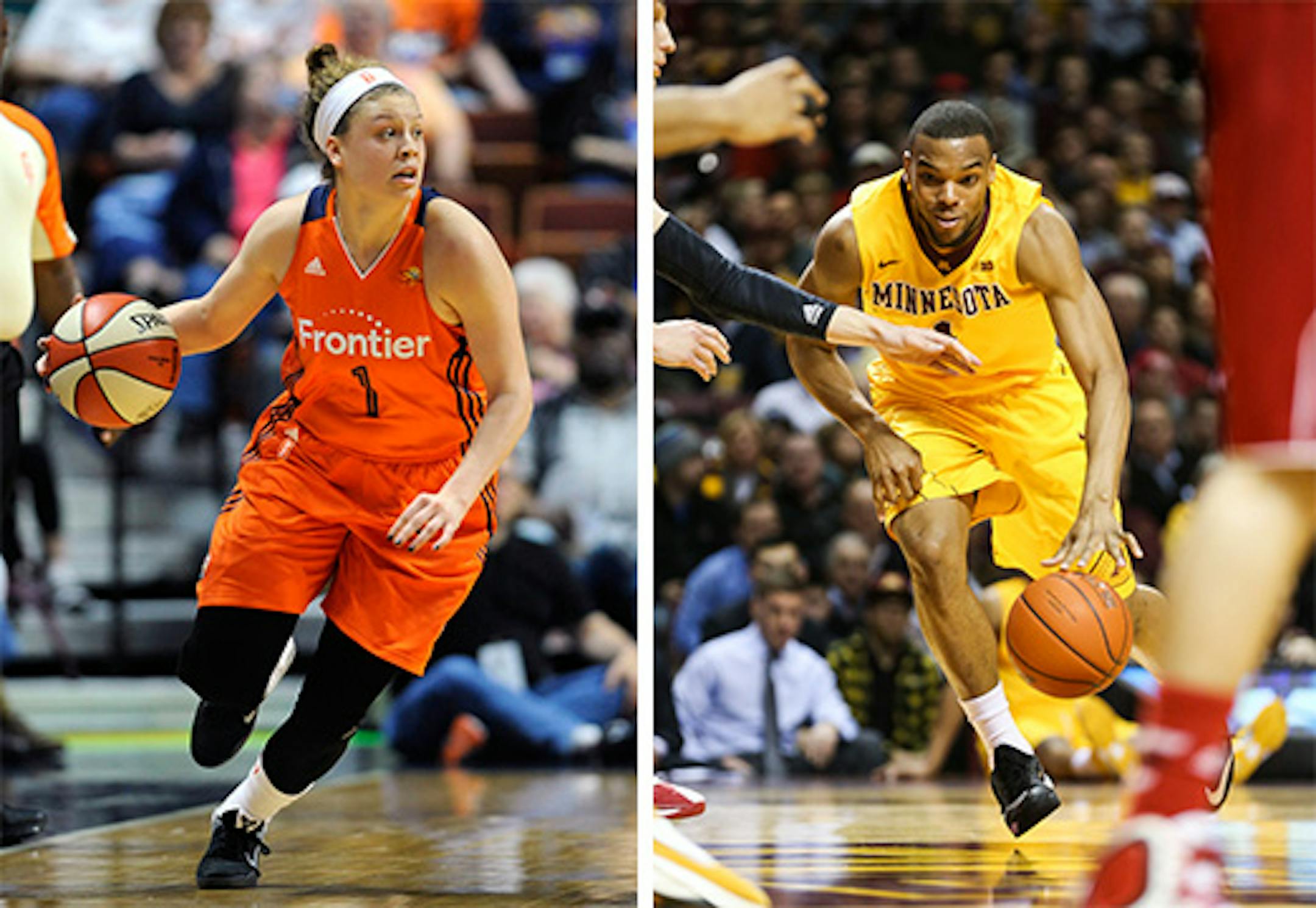 Minnesota Lynx guard Rachel Banham and Andre Hollins combined for more than 600 three-pointers at the University of Minnesota during their career.