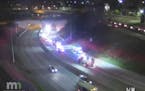 MNDOT traffic cameras showed smoke coming from the Lowry Tunnel after a fatal crash on westbound Interstate 94 on Sunday, April 18.