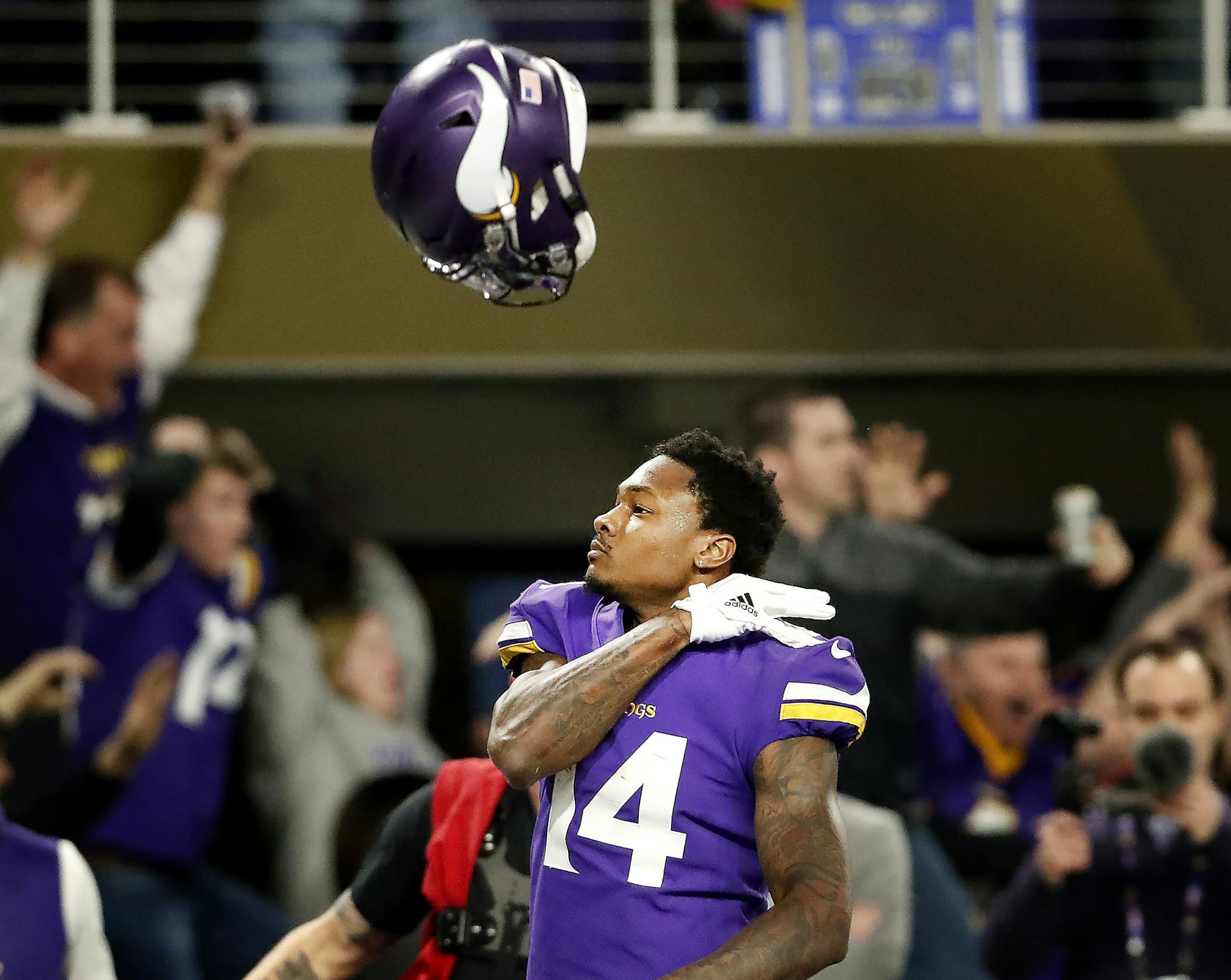 Vikings receiver Stefon Diggs scored a 61-yard touchdown to win the game. Minnesota beat New Orleans by a final score of 29-24. ] CARLOS GONZALEZ ï cgonzalez@startribune.com - Minneapolis, MN - January 14 2018, US Bank Stadium, NFL, NFC Divisional Playoff, Minnesota Vikings vs. New Orleans Saints ORG XMIT: MIN1801151714024034