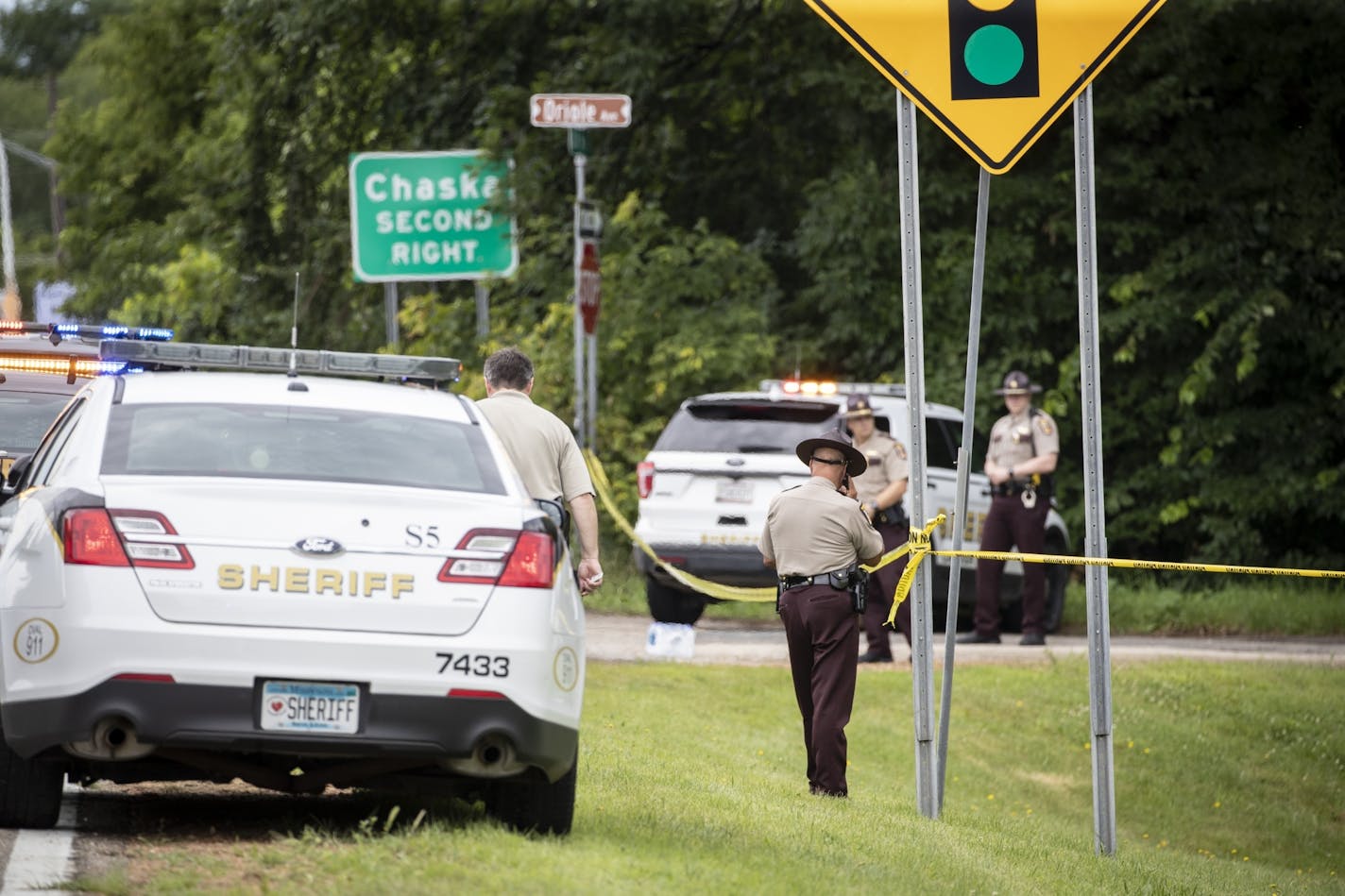 The scene of an officer involved shooting in Chanhassen, Minn., on July 13, 2018.