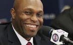 Torii Hunter smiles at a news conference in Minneapolis, Thursday, Nov. 5, 2015. Hunter has declared an end to his playing career of 17-plus major lea