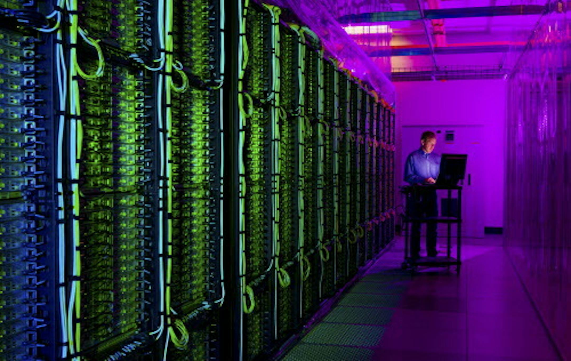 Microsoft cloud servers at the Quincy, Wash., data center, in an undated handout photo. Microsoft and IBM have both seen recent increases that outstripped the cloud-computing industry generally, according to industry reports. (Richard Duvall via The New York Times) -- NO SALES; FOR EDITORIAL USE ONLY WITH STORY SLUGGED CLOUD COMPUTING BY STEVE LOHR. ALL OTHER USE PROHIBITED.
