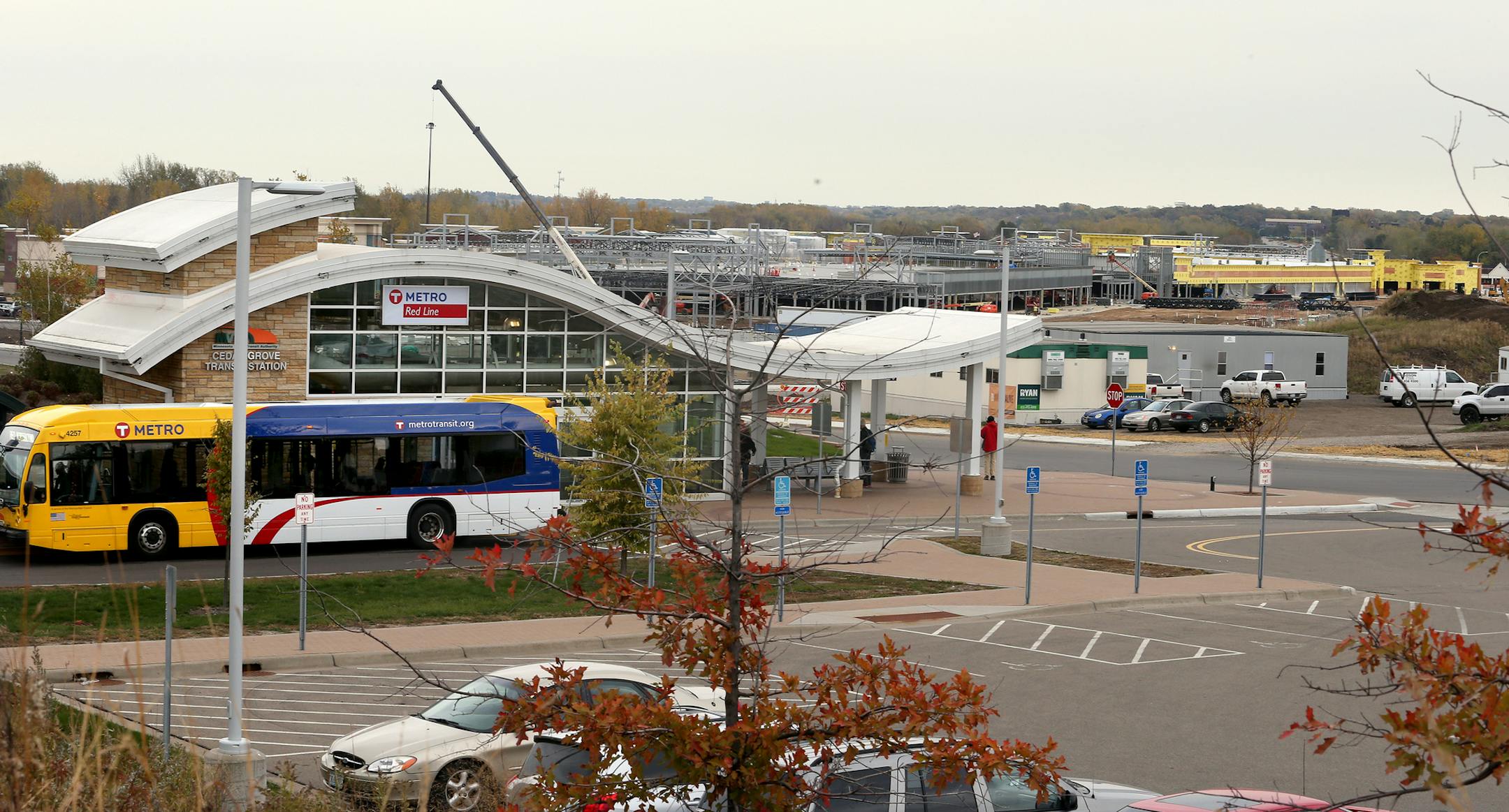 Cedar Grove Transit Station at 4035 Nicols Road in Eagan, MN on October 29, 2013. ] JOELKOYAMA&#x201a;&#xc4;&#xa2;joel koyama@startribune The Red Line buses come to the station about every 10 minutes. We want a photo showing the station and it's surroundings.The story is about how hard it is to get to the station and how officials are trying to figure out a way to fix that.