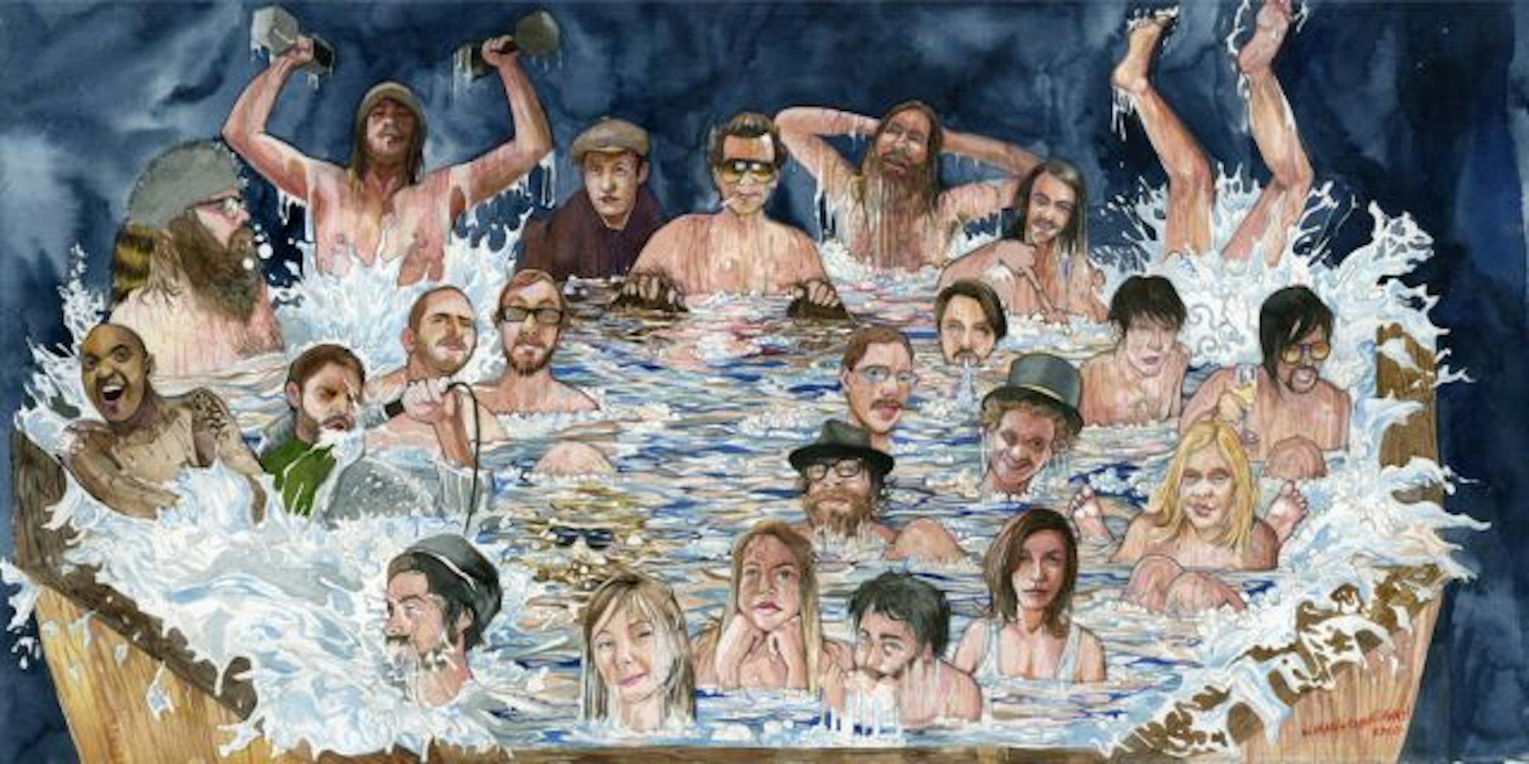 The all-star lineup of Gayngs, painted by Minneapolis artist/musician Michael Gaughan.