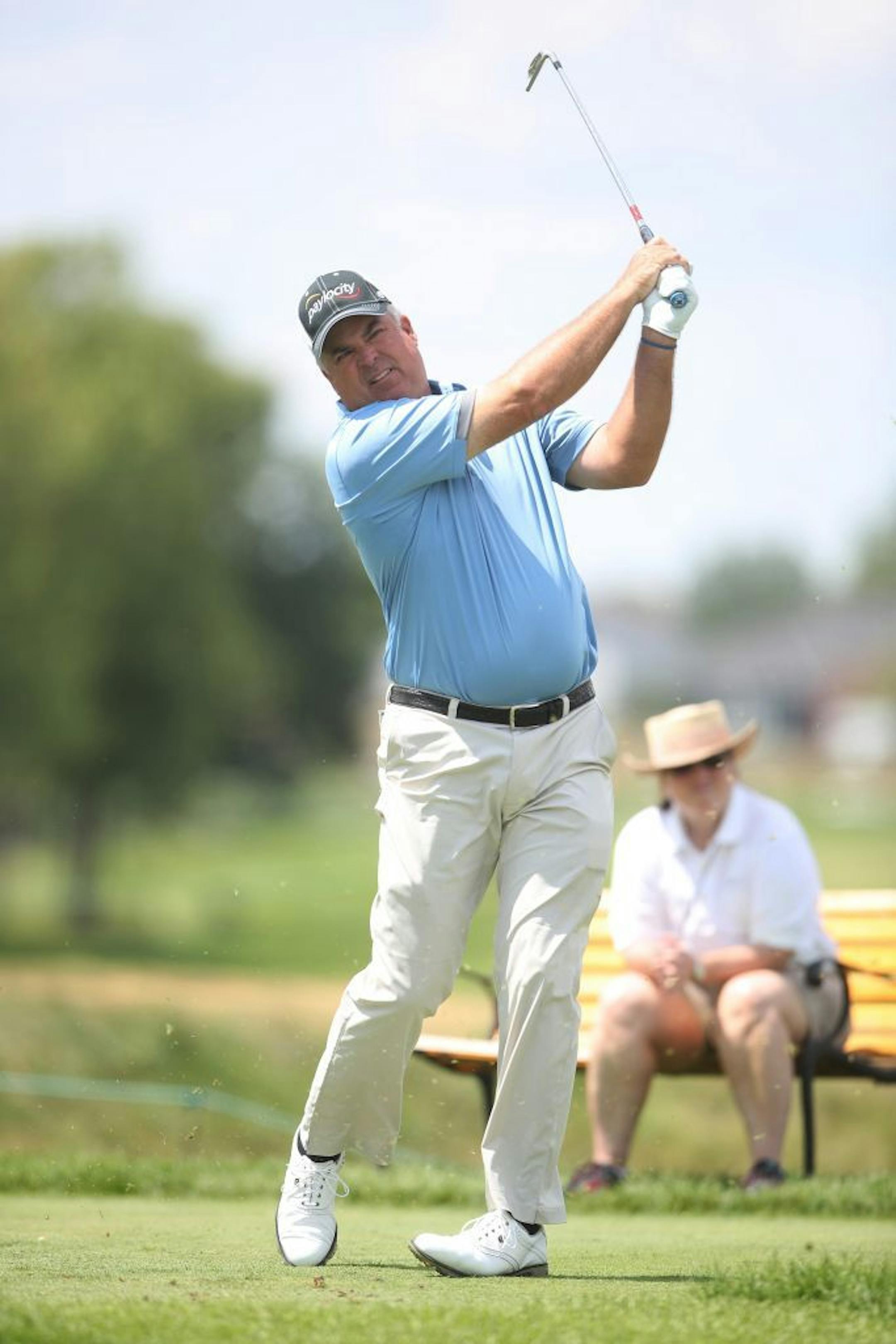 Kenny Perry hit a shot of the second tee during the EMC Pro-Am competition at the Tournament Players Club Wednesday August 2, 2017 in Blaine, MN.