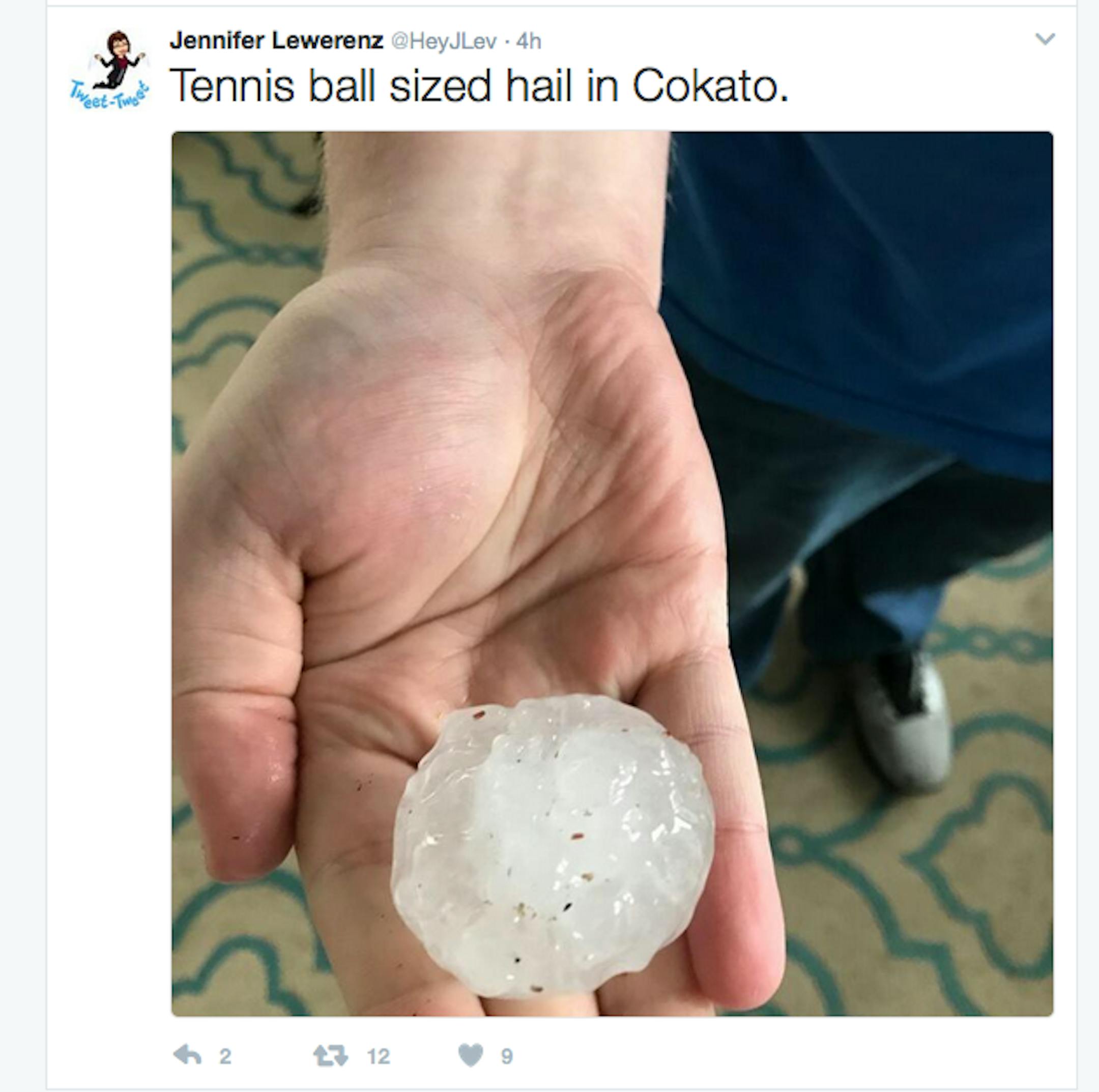 Hail in Cokato, Minn.
