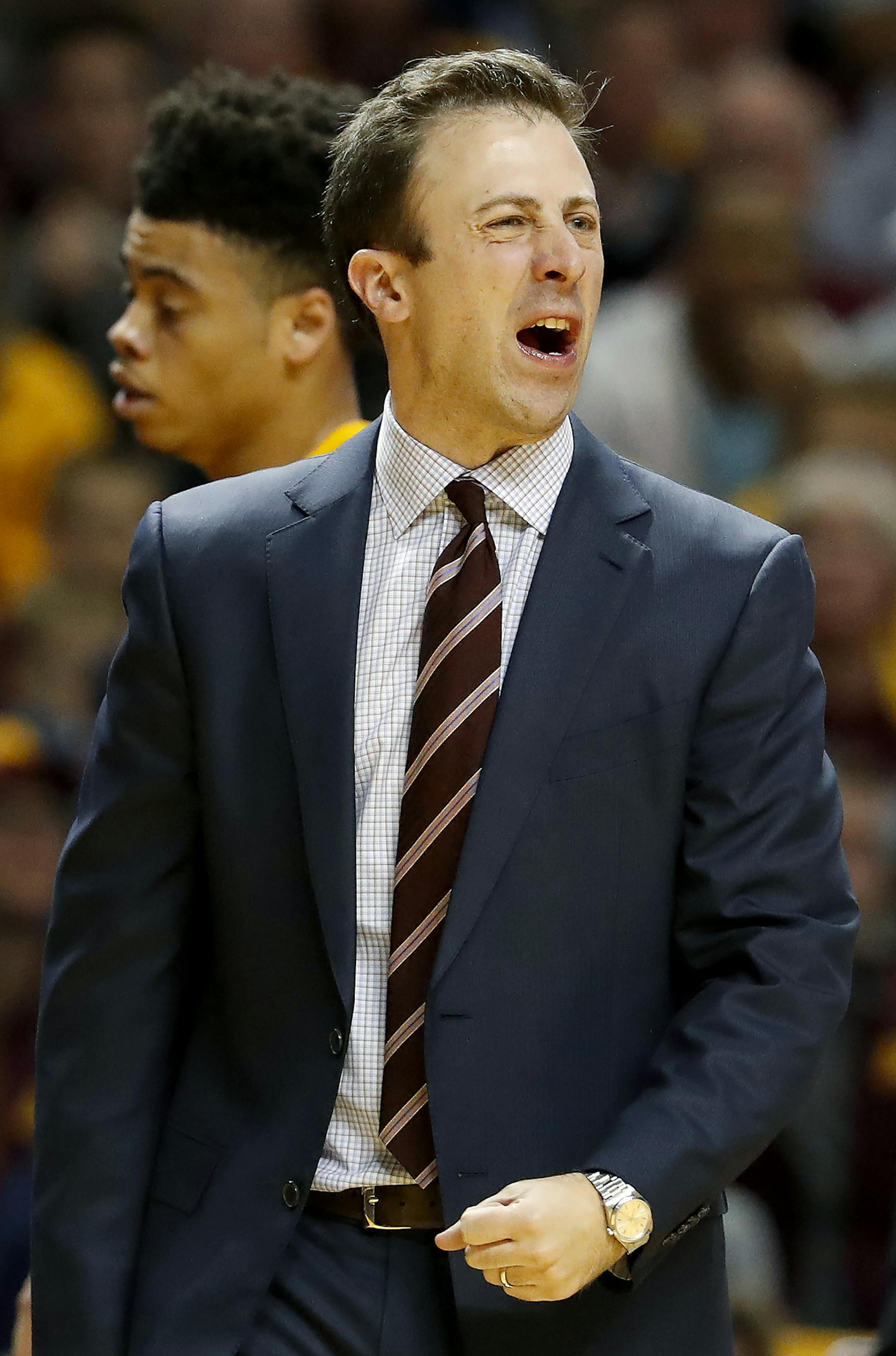 Gophers head coach Richard Pitino reacted to a call in the second half. ] CARLOS GONZALEZ &#xef; cgonzalez@startribune.com - February 19, 2017, Minneapolis, MN, Williams Arena, NCAA Basketball, University of Minnesota Gophers vs. Michigan Wolverines