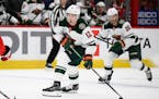 Minnesota Wild left wing Matt Boldy (12) in action during the second period of an NHL hockey game against the Washington Capitals, Tuesday, Jan. 17, 2