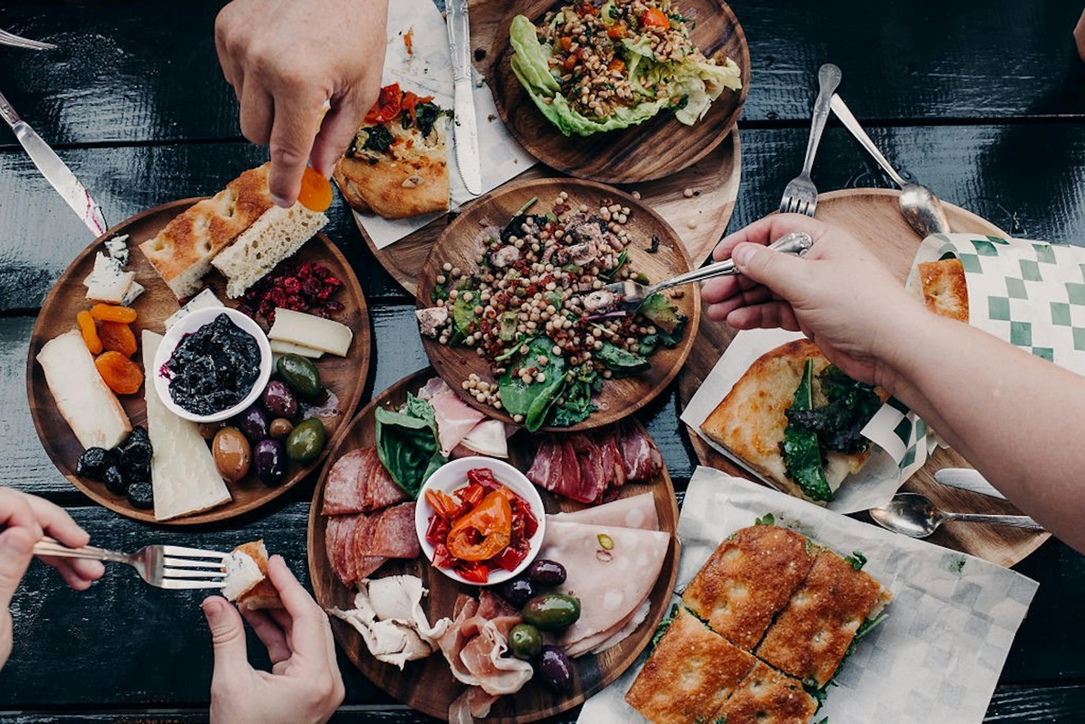 Meat and cheese boards, salads and sandwiches from Due Focacceria in St. Paul