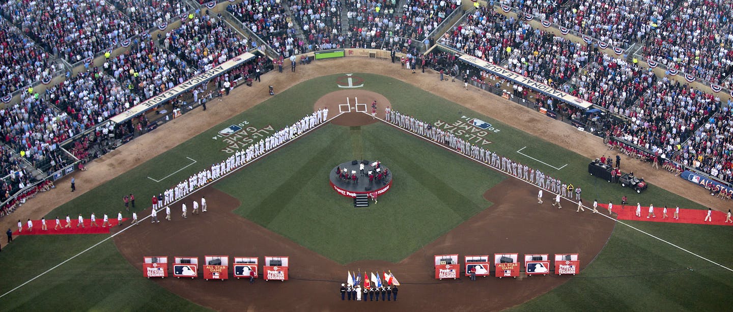 The 2014 Major League Baseball All-Star Game took place before a capacity crowd at Target Field, in the shadow of the Minneapolis skyline Tuesday, July 15, 2014. ] JIM GEHRZ &#x201a;&#xc4;&#xa2; jgehrz@startribune.com / Minneapolis, MN / July 15, 2014 / 9:00 PM ORG XMIT: MIN1407192004451619