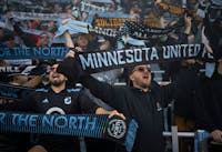 Fans sang at the end of the game after the Loons defeated the Whitecaps Sunday afternoon, October 9, 2022 at Allianz Field in St. Paul. The Minnesota 