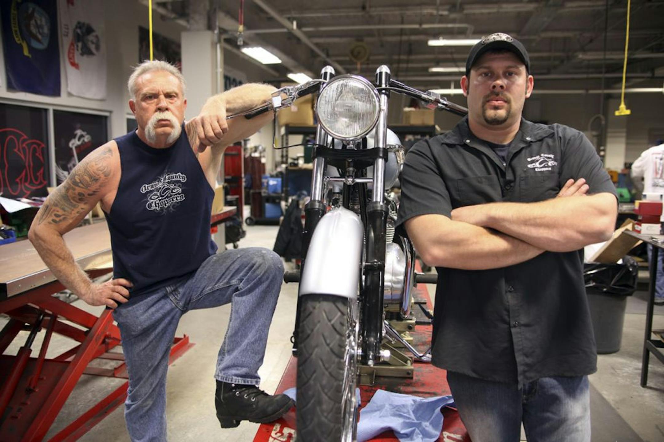 Paul Teutul, Sr. and Paul Teutul, Jr. pose for a photo on April 21, 2009 in Newburgh, New York. CREDIT: American Chopper