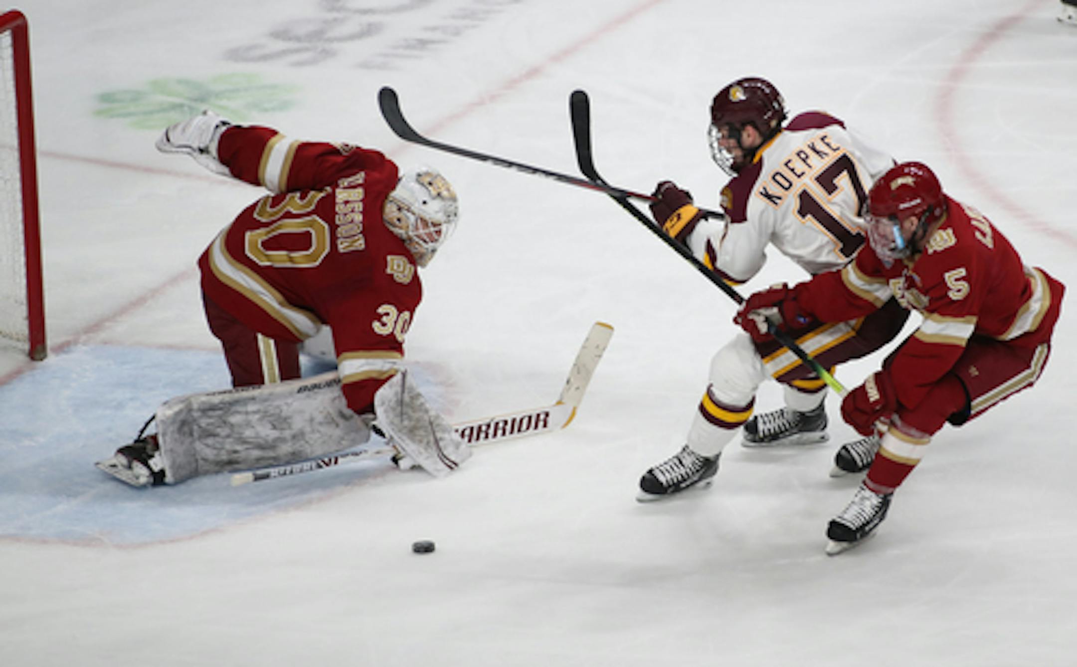 Minnesota Duluth defeated Denver 3-0 in the 2019 NCHC tournament semifinals at Xcel Energy Center.