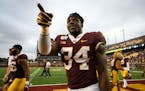 Defensive end Boye Mafe (34) led the Gophers in sacks and tackles for loss each of the past two seasons.