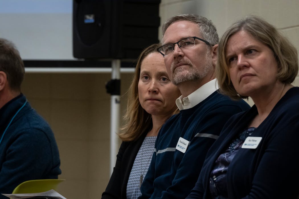 MPCA Commissioner Katrina Kessler, Assistant Commissioner Frank Kohlasch and Air Assessment Section Manager Kari Palmer listened during the community meeting.