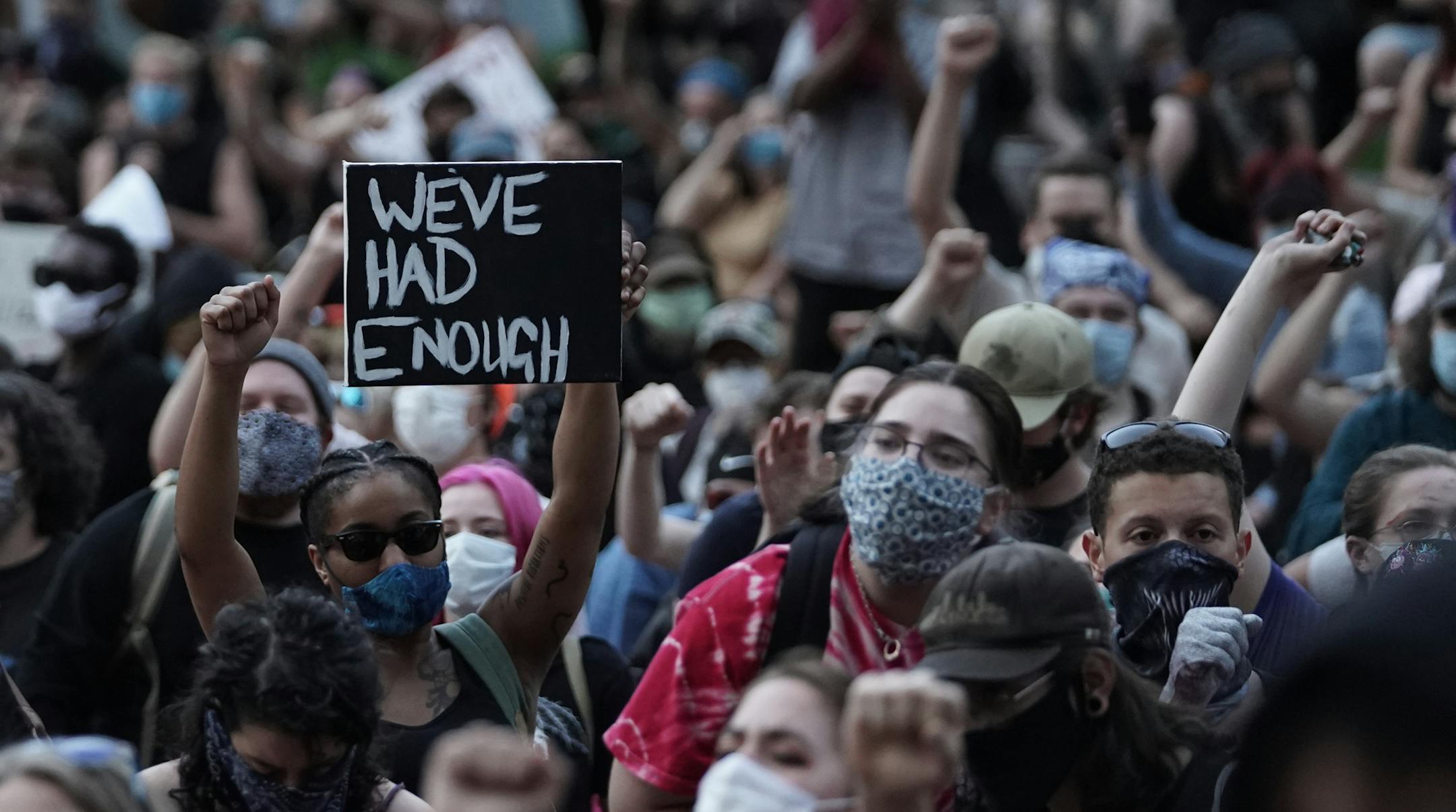 ] MARK VANCLEAVE ¥ Minnesotans took to the streets in a third day of protests following the death of George Floyd at the hand of Minneapolis police officers Thursday, May 28, 2020 in Minneapolis.
