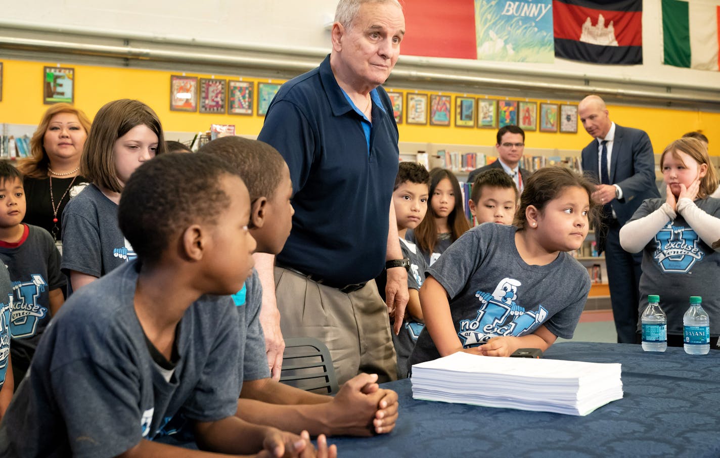 Gov. Mark Dayton vetoed the Republican tax bill at Bruce Vento Elementary in St. Paul and called attention to his own bid to pressure Republicans to approving emergency state aid for schools. ] GLEN STUBBE &#xef; glen.stubbe@startribune.com Thursday, May 17, 2018 Gov. Mark Dayton will veto the Republican tax bill Thursday morning, leaving he and legislators four days to revive a legislative session that seems to have stalled with few major accomplishments.